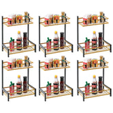 Kuber Industries 2-Layer Dish Drying Rack|Storage Rack for Kitchen Counter|Drainboard & Cutting Board Holder|Premium Utensils Basket Pack of 6 (Black & Gold)